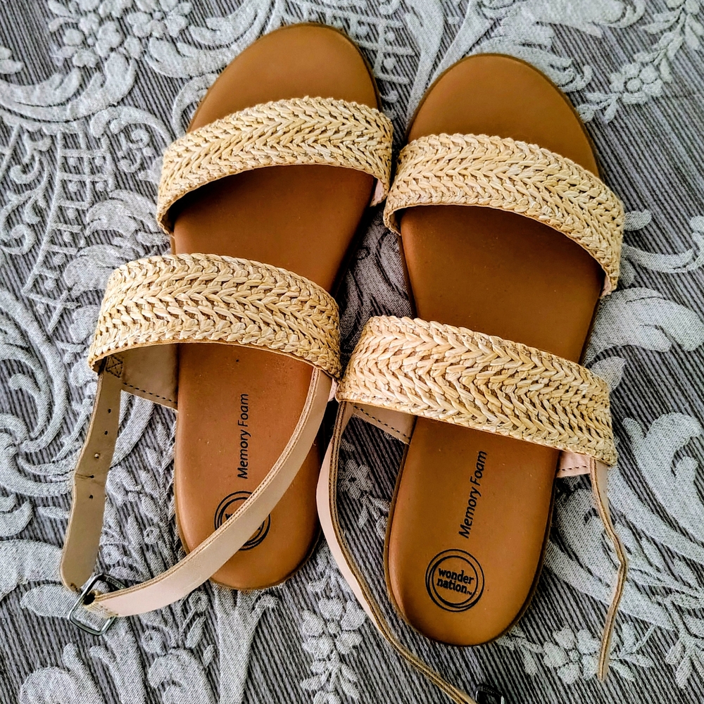 Wonder Nation Women's Woven Cream Sandals